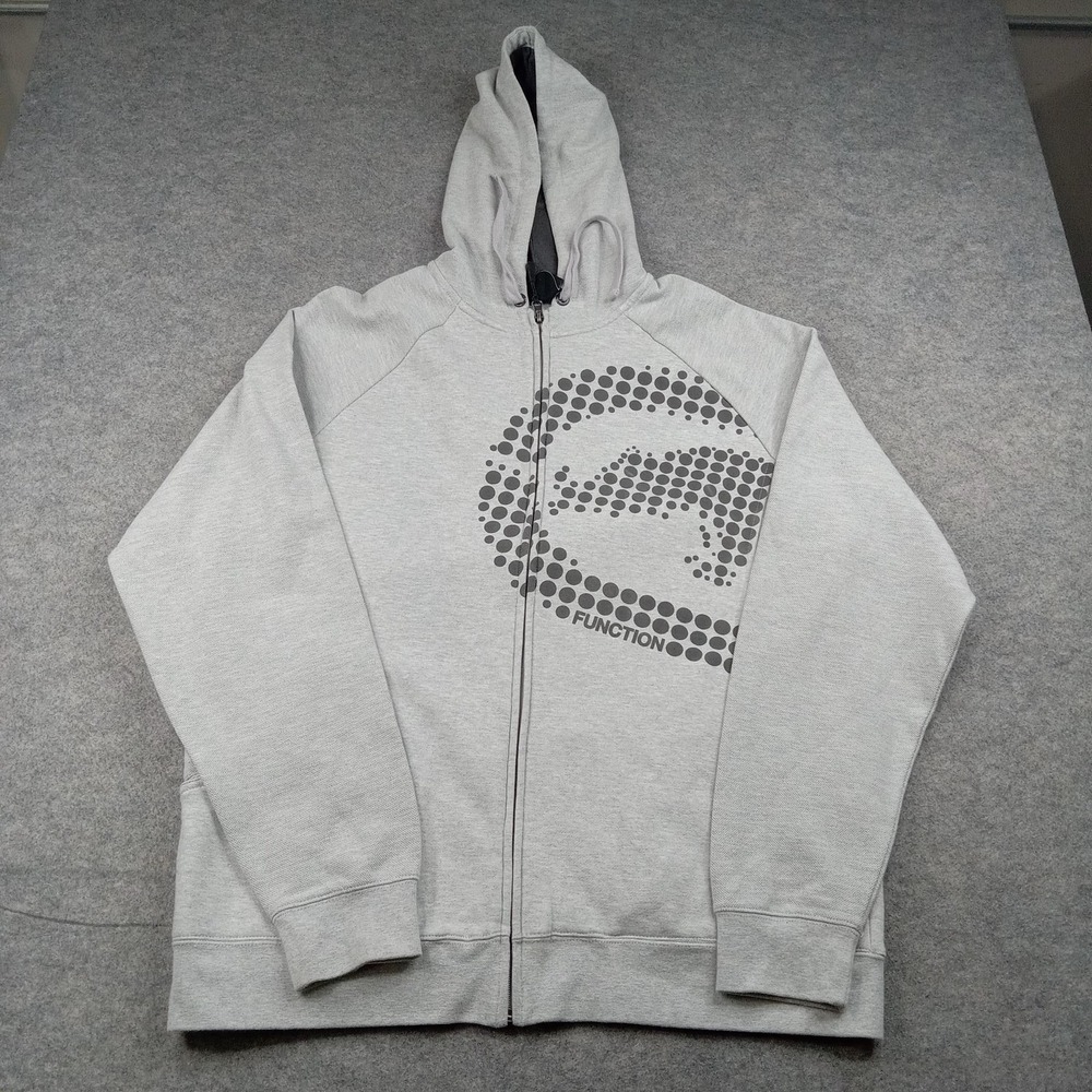 Function Hoodie Mens XL Gray‎ Fleece Full Zip Sweatshirt Logo Graphic Pockets